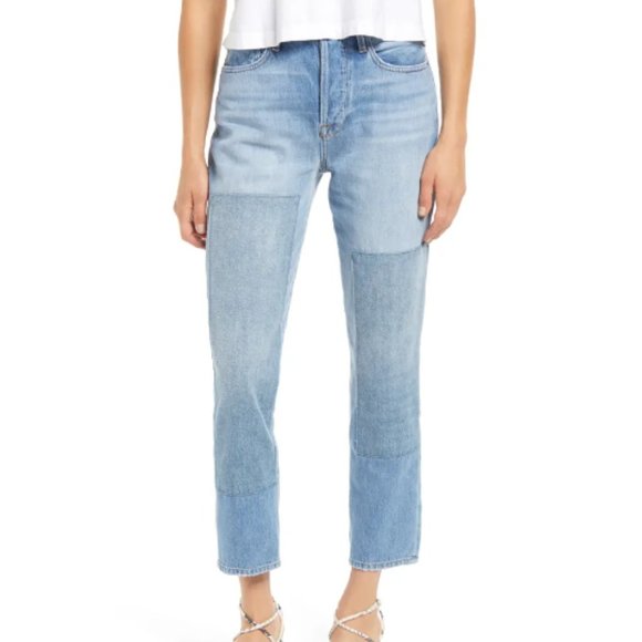 Frame Denim Denim - Frame Denim Jeans Le Original Cropped Patchwork Boyfriend Size 32 US size 14